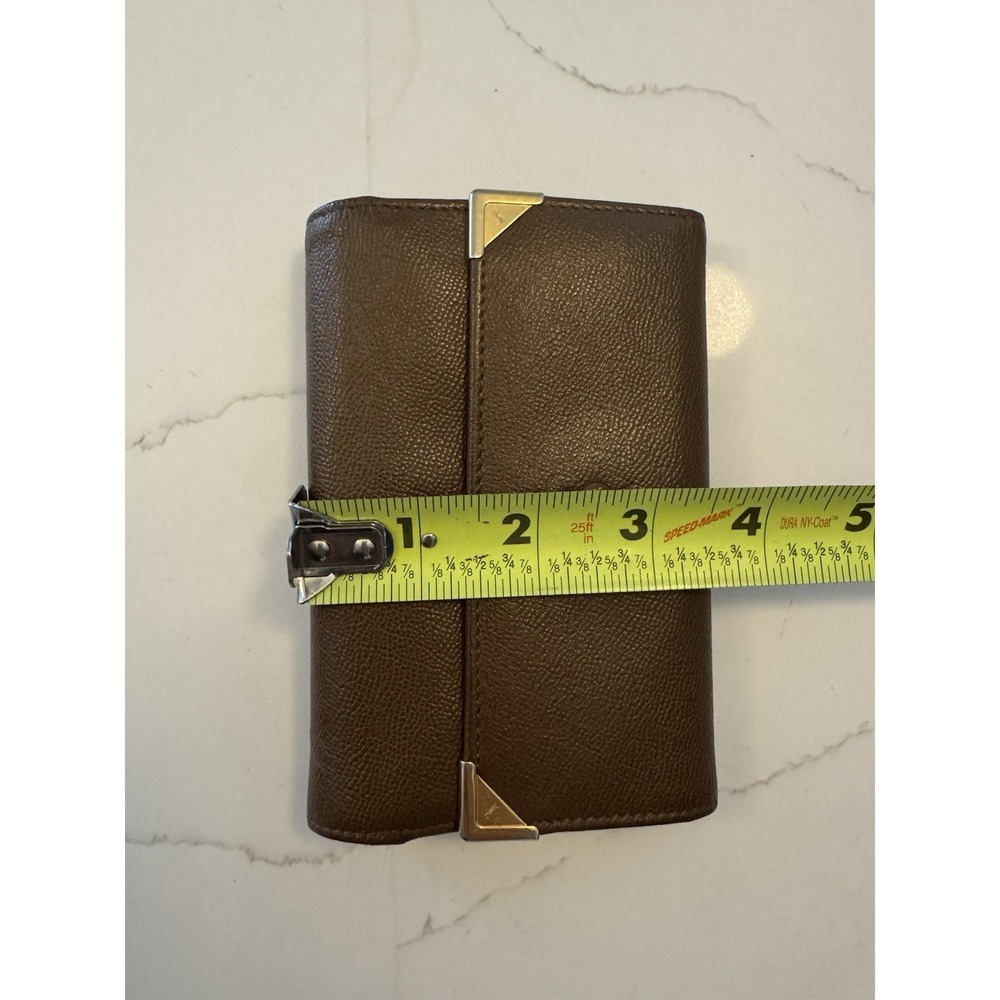 YSL Brown Slim Bi-Fold Wallet With Gold Hardware And Kiss Lock Coin Pouch - COA - Picture 6 of 6